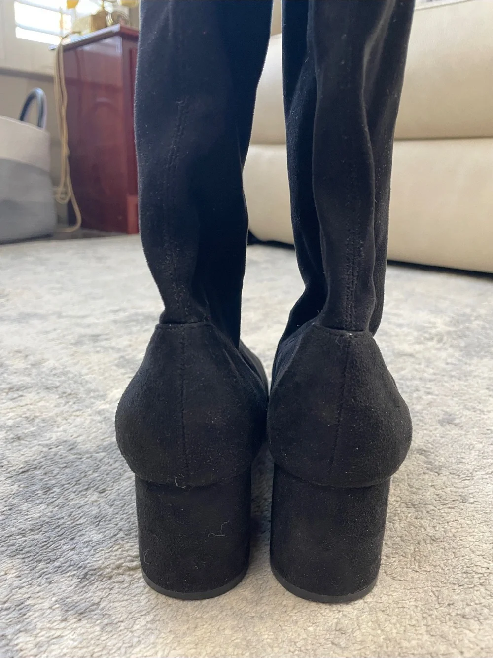 Steve Madden Isaac Over The Knee Thigh High Boots Black Faux Suede Sz 9.5